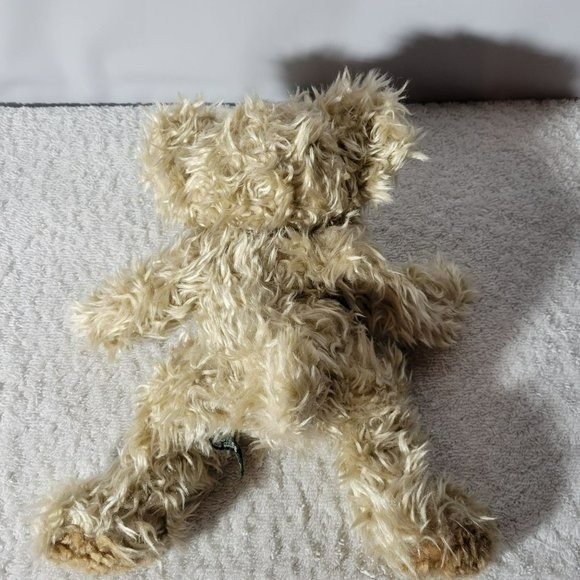 Vintage Russ Berrie Radcliffe Tan Shaggy Plush Bear with Brown Polka Dot Ribbon - Picture 3 of 7